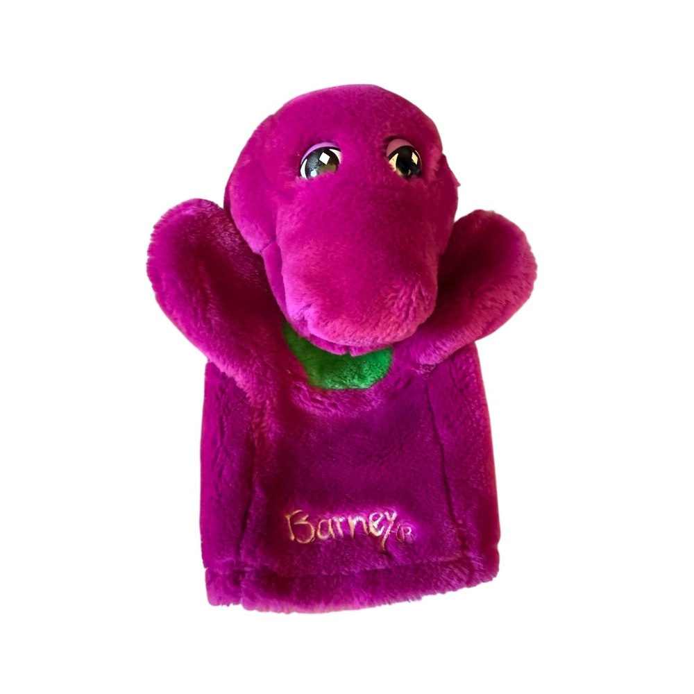 Vtg 1992 9" Barney Hand Puppet Stuffed Plush Toy Lyons Group Dinosaur Friends
